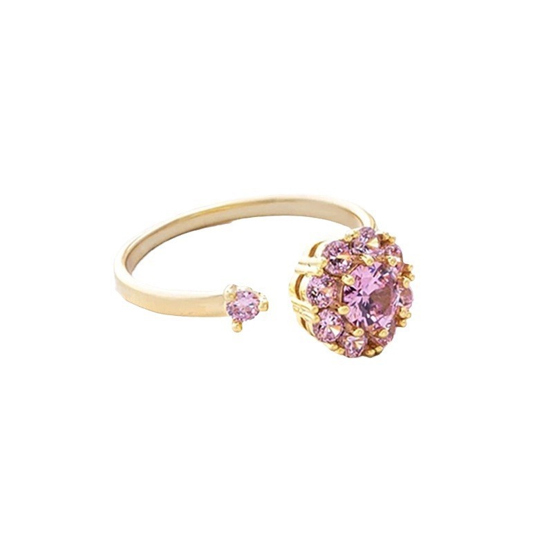 Womens Fashionable Rotatable Simple Elegant All-Match Ring With Flower Design