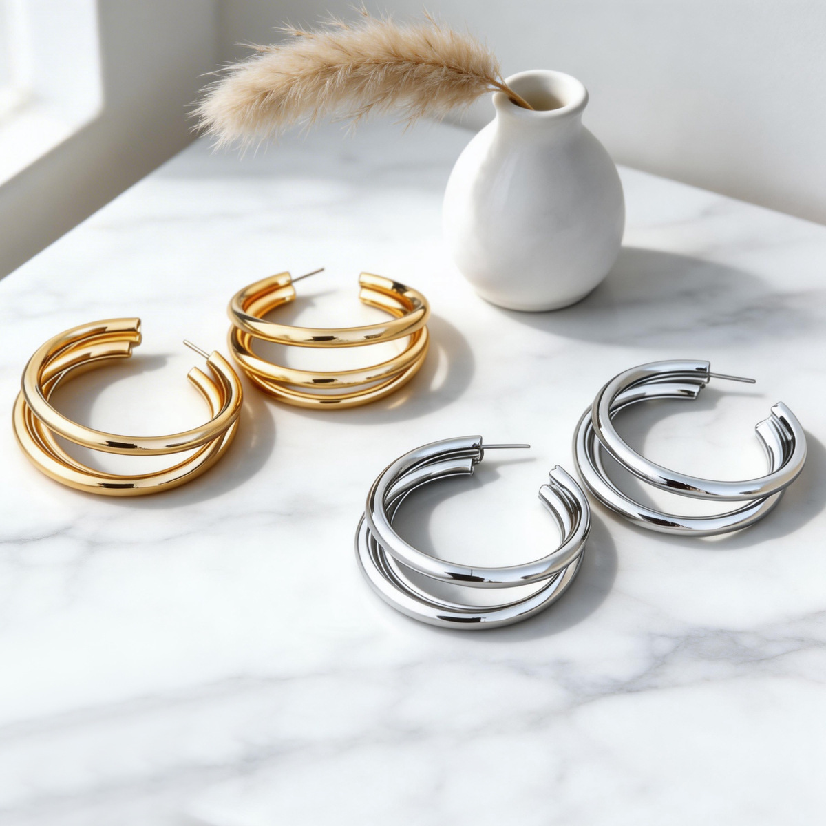 Metal Minimalist Round Earrings