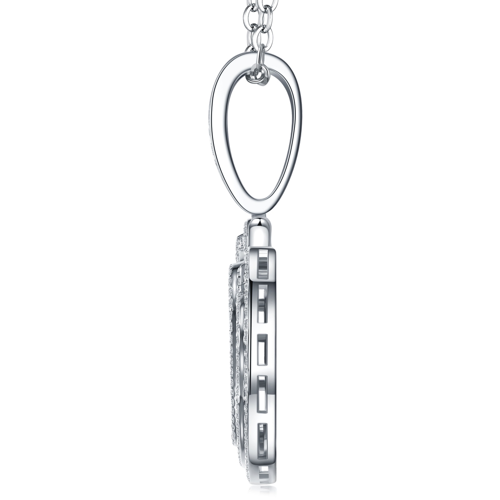 A Luxurious And Fashionable Minimalist Jewelry Pendant Necklace Featuring Top-quality Moissanite, Made Of S925 Silver Electroplated With Platinum.
