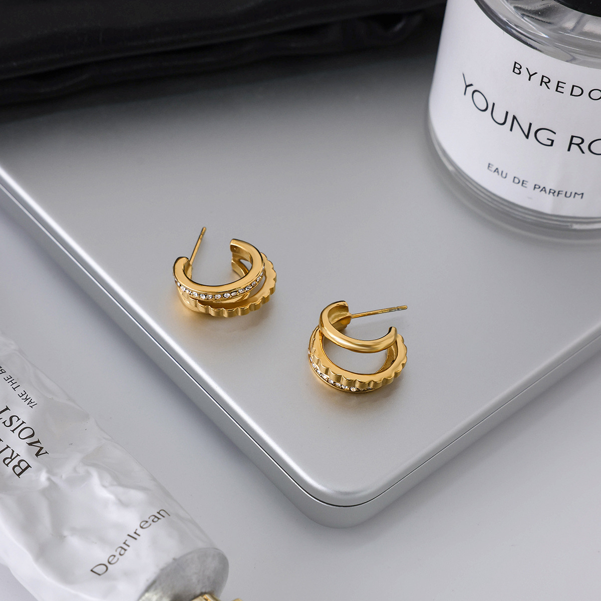Stainless Steel Rhinestone Earrings For Women