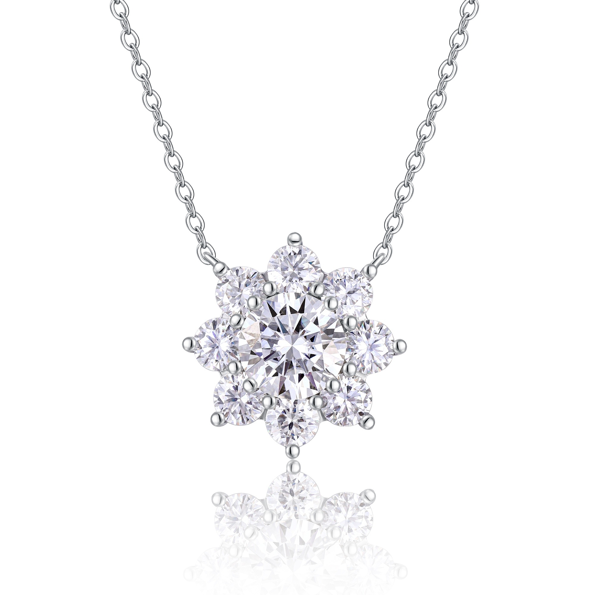 A Luxurious And Fashionable Minimalist Jewelry Pendant Necklace Featuring Top-quality Moissanite, Made Of S925 Silver Electroplated With Platinum.