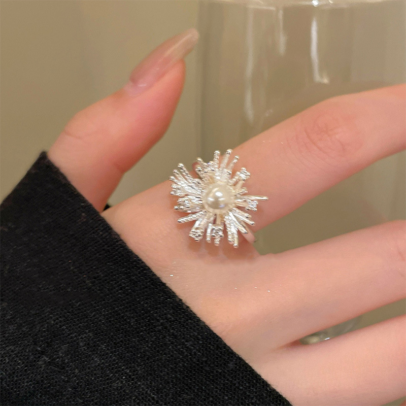 Pearl Firework New Niche Open-End Ring For Women