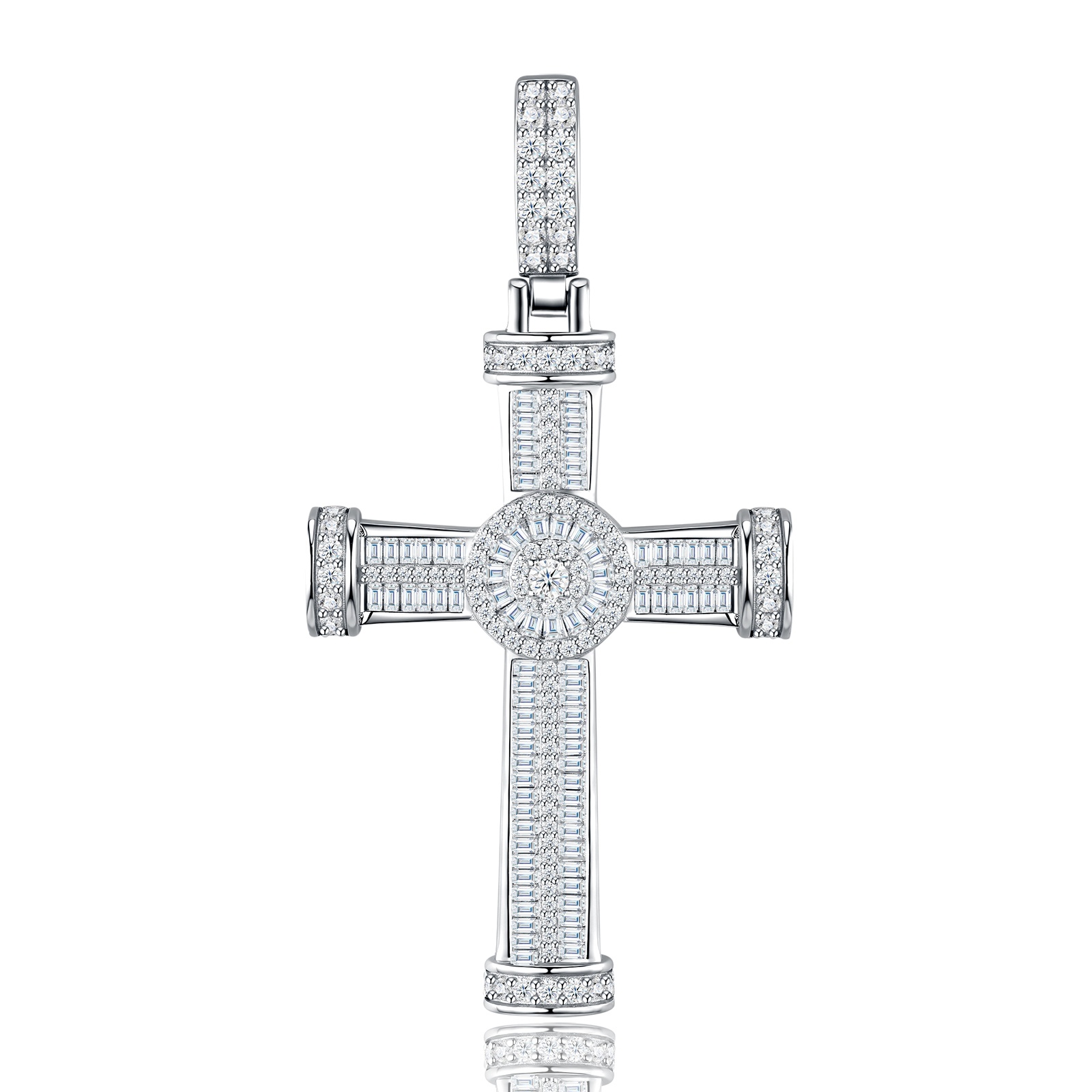 A Luxurious And Fashionable Minimalist Jewelry Pendant Necklace Featuring Top-quality Moissanite, Made Of S925 Silver Electroplated With Platinum.