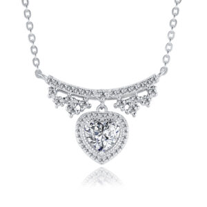 A Luxurious And Fashionable Minimalist Jewelry Pendant Necklace Featuring Top-quality Moissanite, Made Of S925 Silver Electroplated With Platinum.