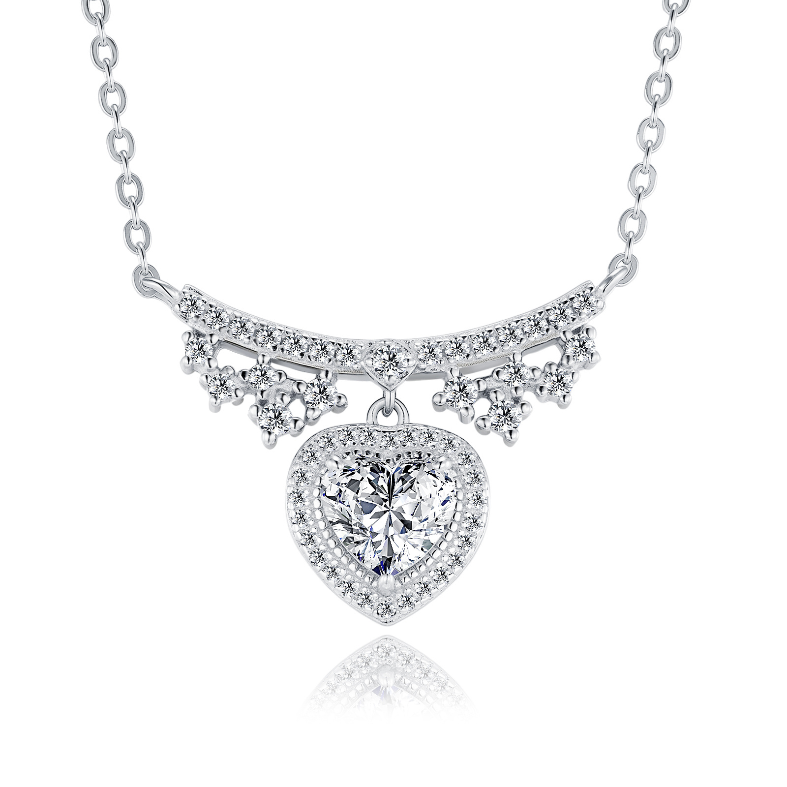 A Luxurious And Fashionable Minimalist Jewelry Pendant Necklace Featuring Top-quality Moissanite, Made Of S925 Silver Electroplated With Platinum.
