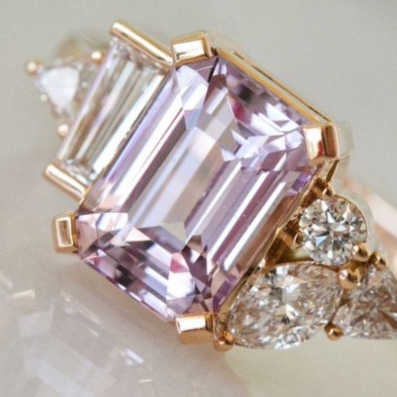 New Diamond Two Tone Square Princess Ring