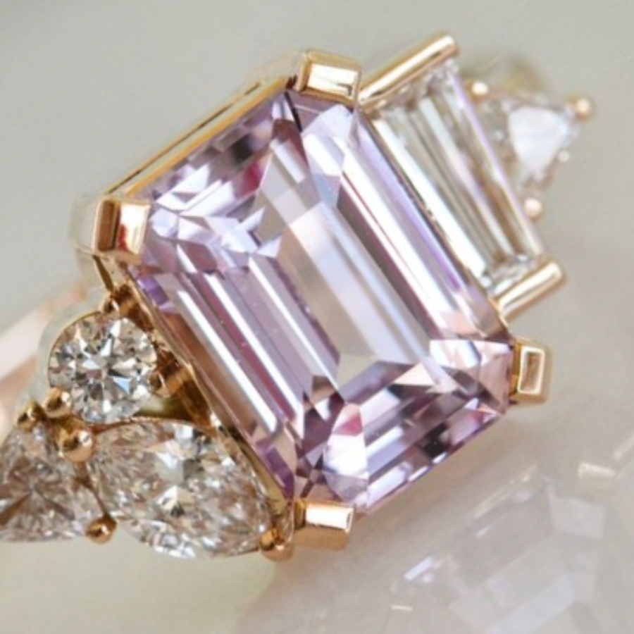 New Diamond Two Tone Square Princess Ring