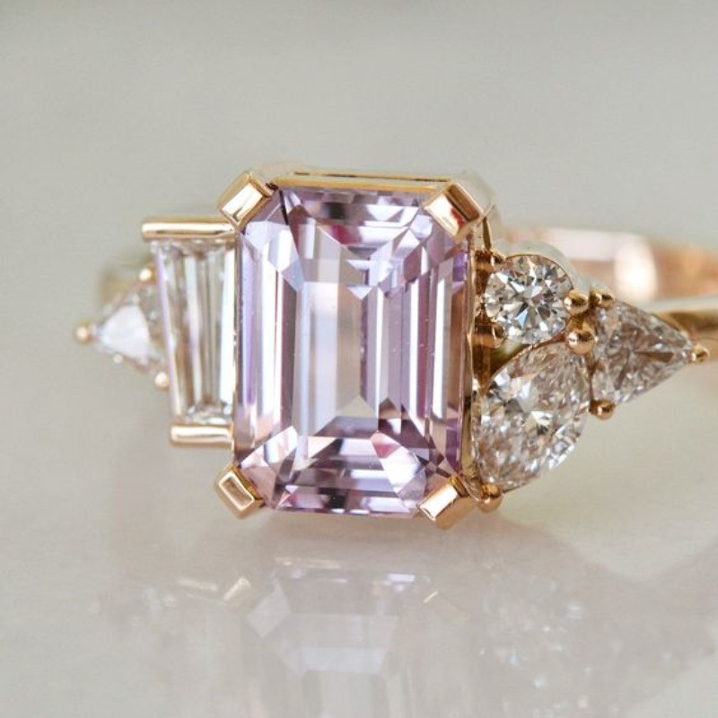 New Diamond Two Tone Square Princess Ring
