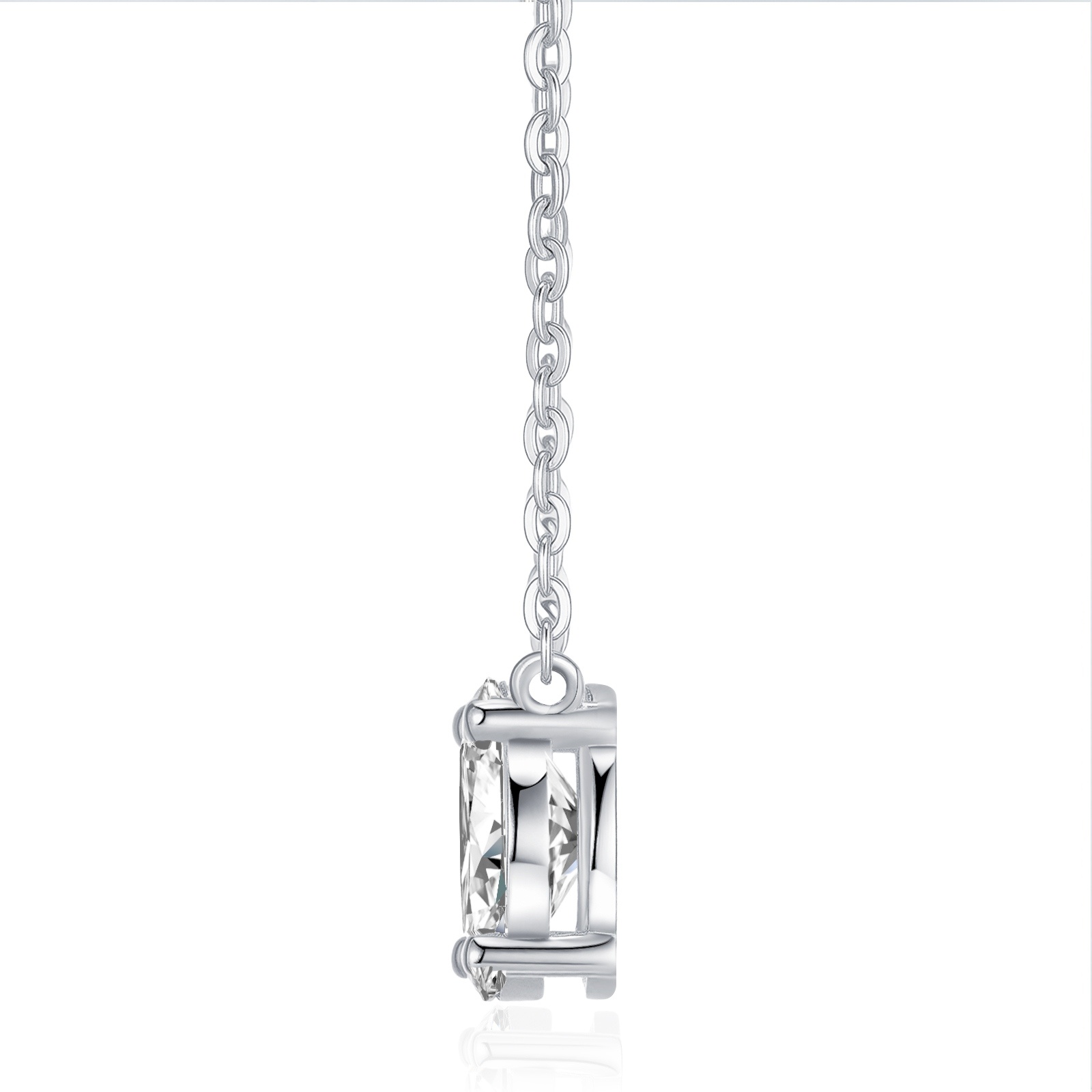 A Luxurious And Fashionable Minimalist Jewelry Pendant Necklace Featuring Top-quality Moissanite, Made Of S925 Silver Electroplated With Platinum.