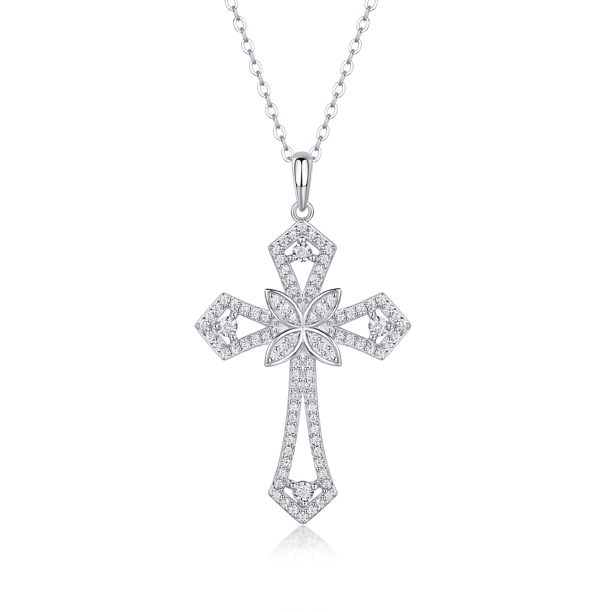 Support - A Luxurious And Fashionable Minimalist Jewelry Pendant Featuring Top-quality Moissanite Set In A Silver Necklace With S925 Silver Electroplated Over Platinum.