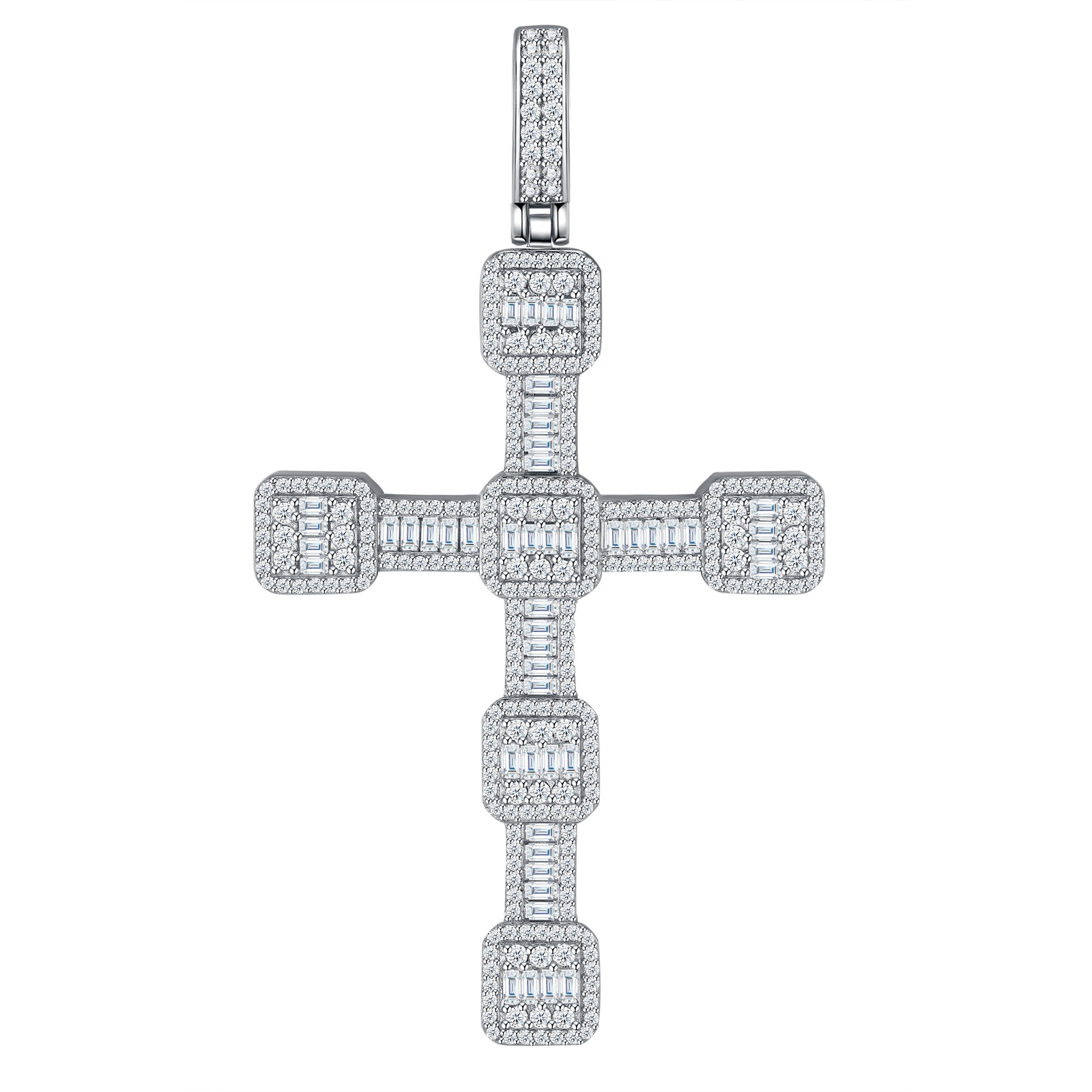 A Luxurious And Fashionable Minimalist Jewelry Pendant Necklace Featuring Top-quality Moissanite, Made Of S925 Silver Electroplated With Platinum.