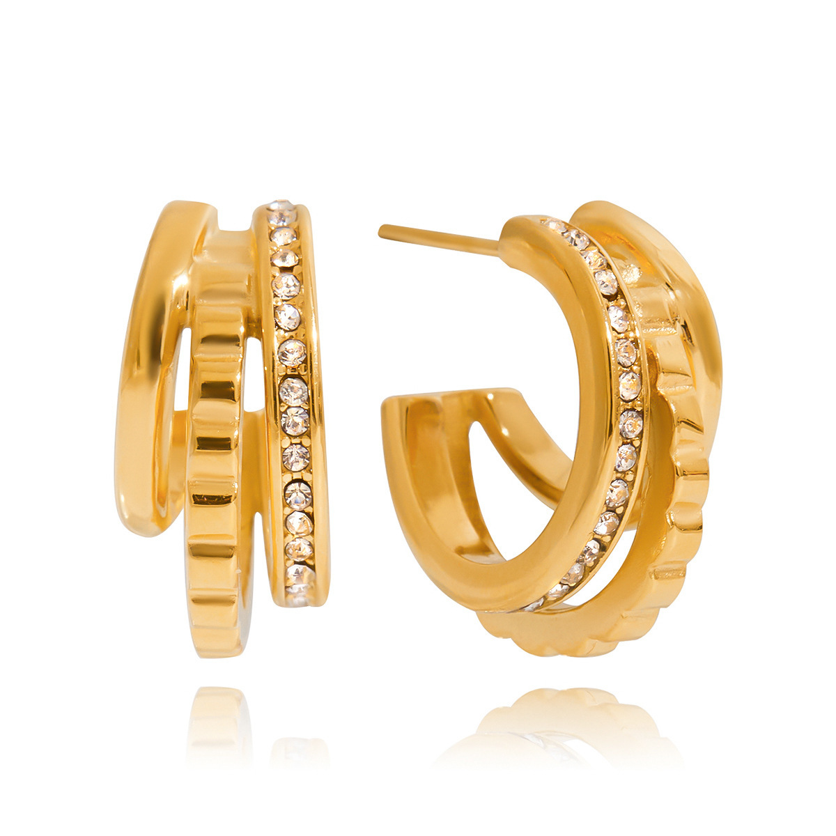 Stainless Steel Rhinestone Earrings For Women