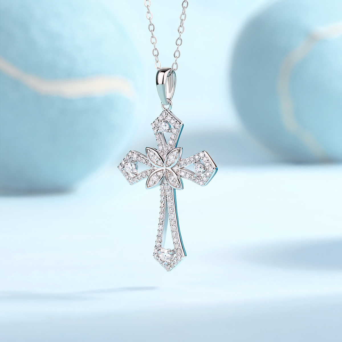 Support - A Luxurious And Fashionable Minimalist Jewelry Pendant Featuring Top-quality Moissanite Set In A Silver Necklace With S925 Silver Electroplated Over Platinum.