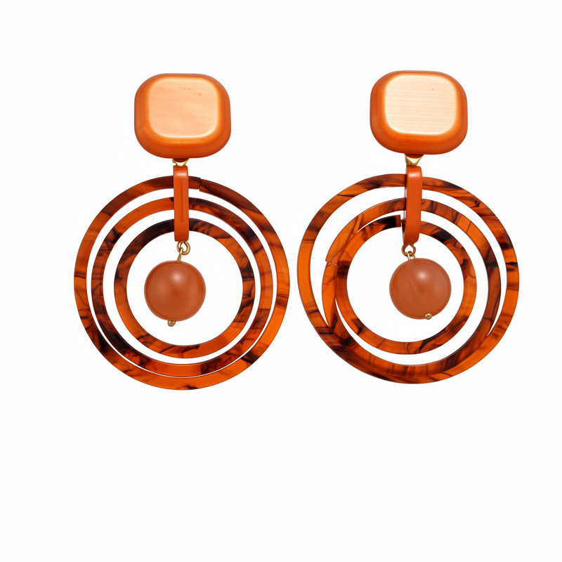 Silver Needle Acrylic Multi-Layer Round Earrings