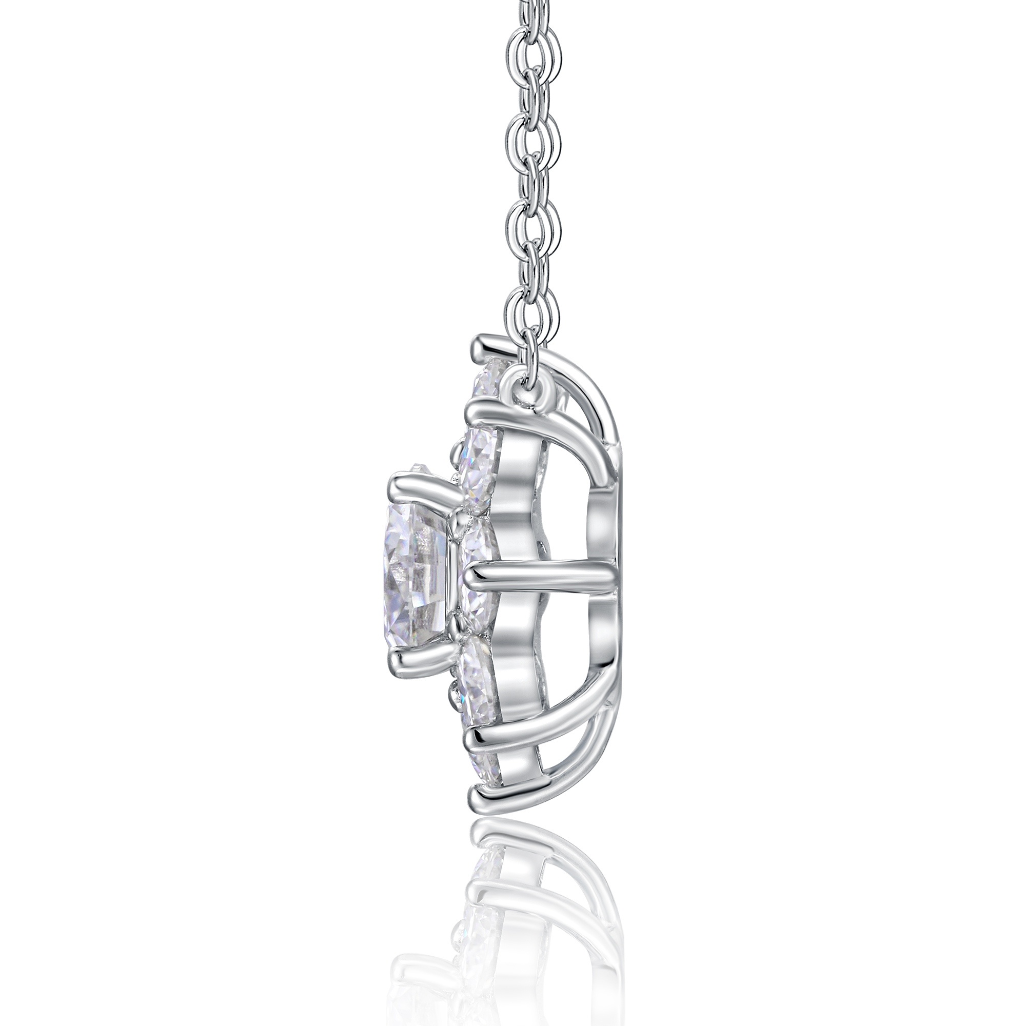 A Luxurious And Fashionable Minimalist Jewelry Pendant Necklace Featuring Top-quality Moissanite, Made Of S925 Silver Electroplated With Platinum.
