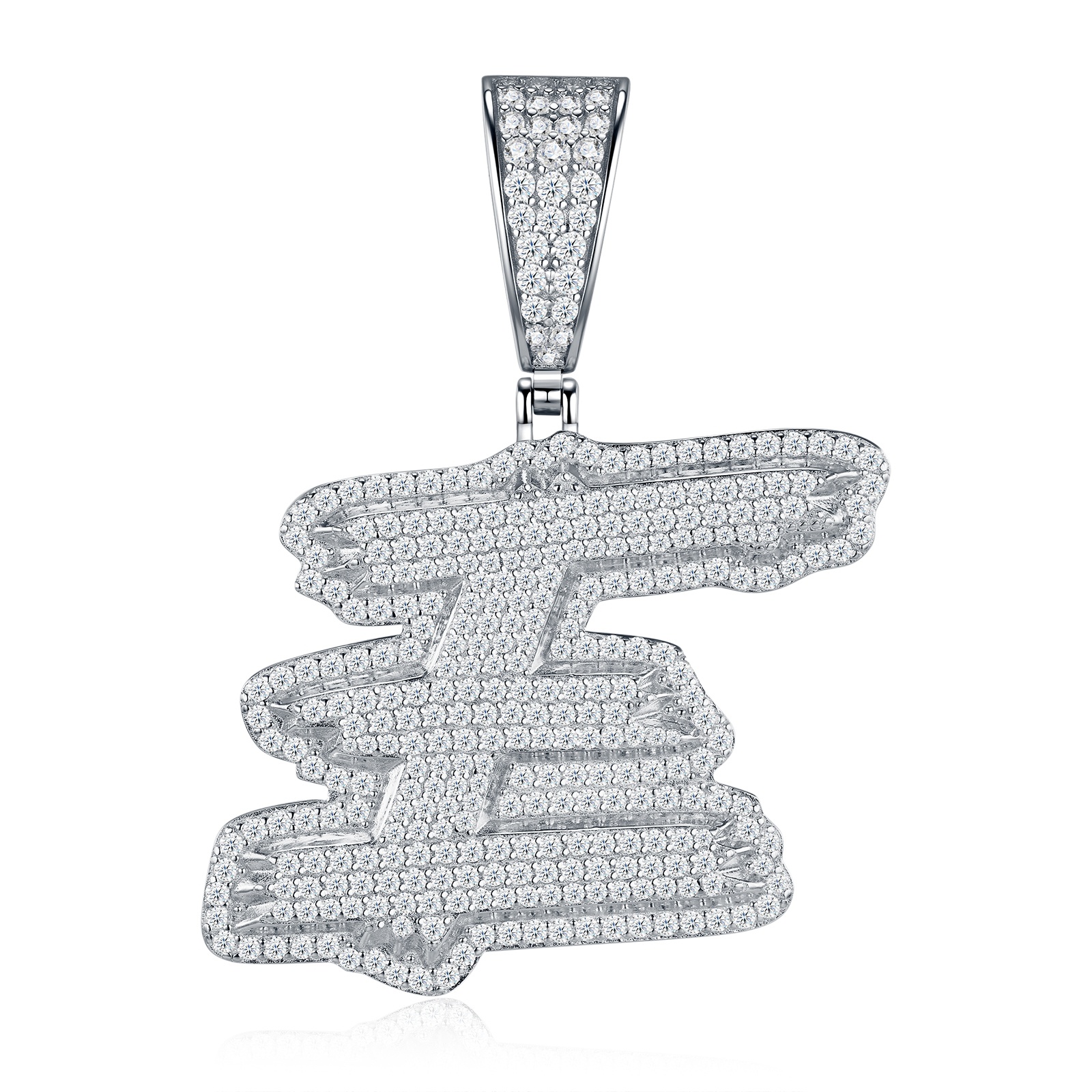 Fashion Style 26 Letters - E Set With Top Quality Morganite. Luxurious Fashion Light Luxury Trend Jewelry Silver Pendant Necklace. Made Of S925 Silver Electroplated With Platinum.