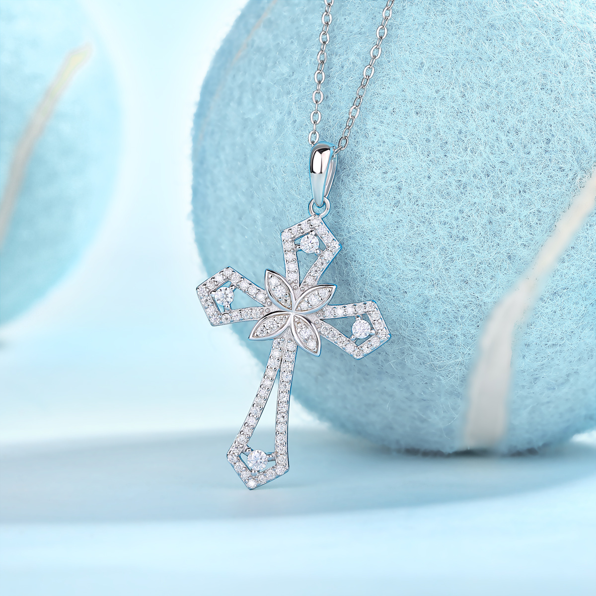 Support - A Luxurious And Fashionable Minimalist Jewelry Pendant Featuring Top-quality Moissanite Set In A Silver Necklace With S925 Silver Electroplated Over Platinum.