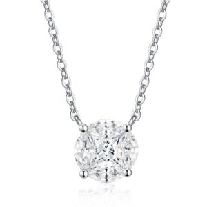A Luxurious And Fashionable Minimalist Jewelry Pendant Necklace Featuring Top-quality Moissanite, Made Of S925 Silver Electroplated With Platinum.