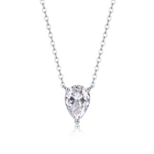 A Luxurious And Fashionable Minimalist Jewelry Pendant Necklace Featuring Top-quality Moissanite, Made Of S925 Silver Electroplated With Platinum.