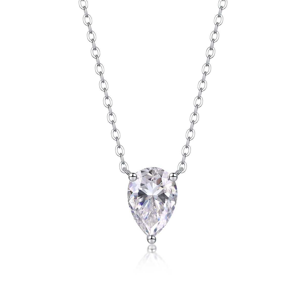A Luxurious And Fashionable Minimalist Jewelry Pendant Necklace Featuring Top-quality Moissanite, Made Of S925 Silver Electroplated With Platinum.