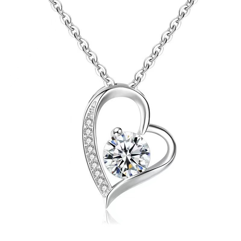 S925 Silver Heart-Shaped Minimalist Versatile Collarbone Necklace