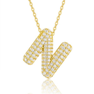 Bubble Letter – N-shaped Jewelry Pendant Featuring Top-quality Moissanite, In A Luxurious And Fashionable Light Luxury Trend. Made Of S925 Silver Electroplated With Gold.
