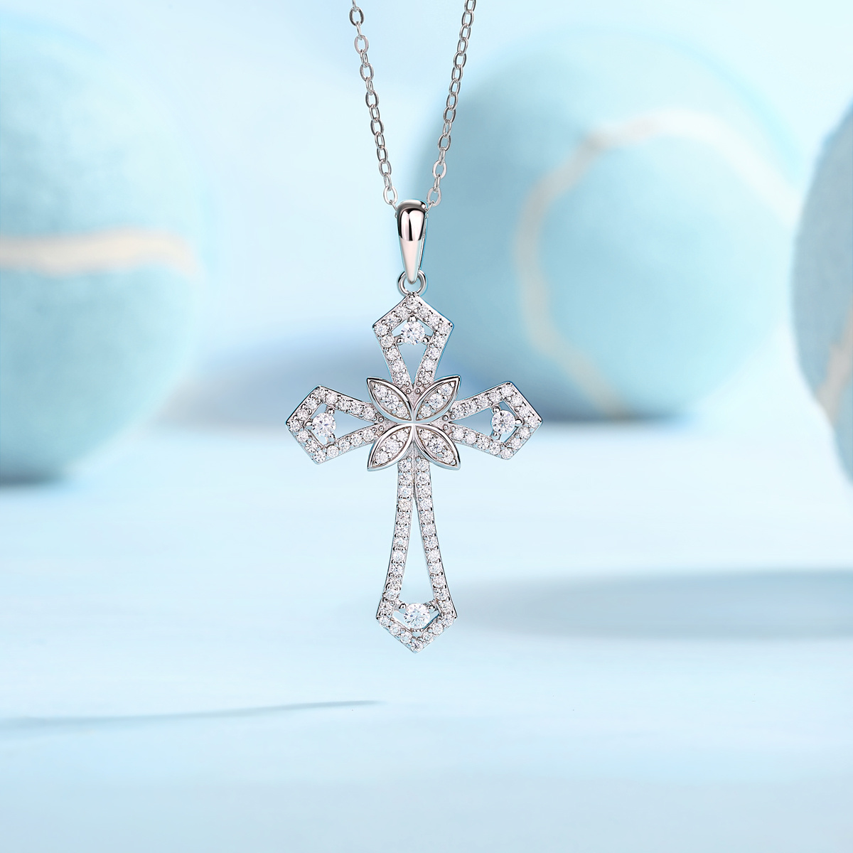Support - A Luxurious And Fashionable Minimalist Jewelry Pendant Featuring Top-quality Moissanite Set In A Silver Necklace With S925 Silver Electroplated Over Platinum.