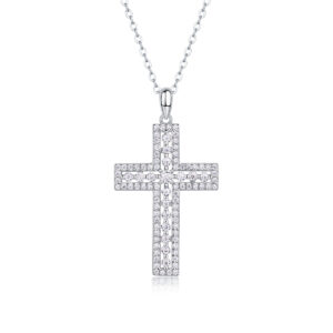 A Luxurious And Fashionable Minimalist Jewelry Pendant Necklace Featuring Top-quality Moissanite, Made Of S925 Silver Electroplated With Platinum.