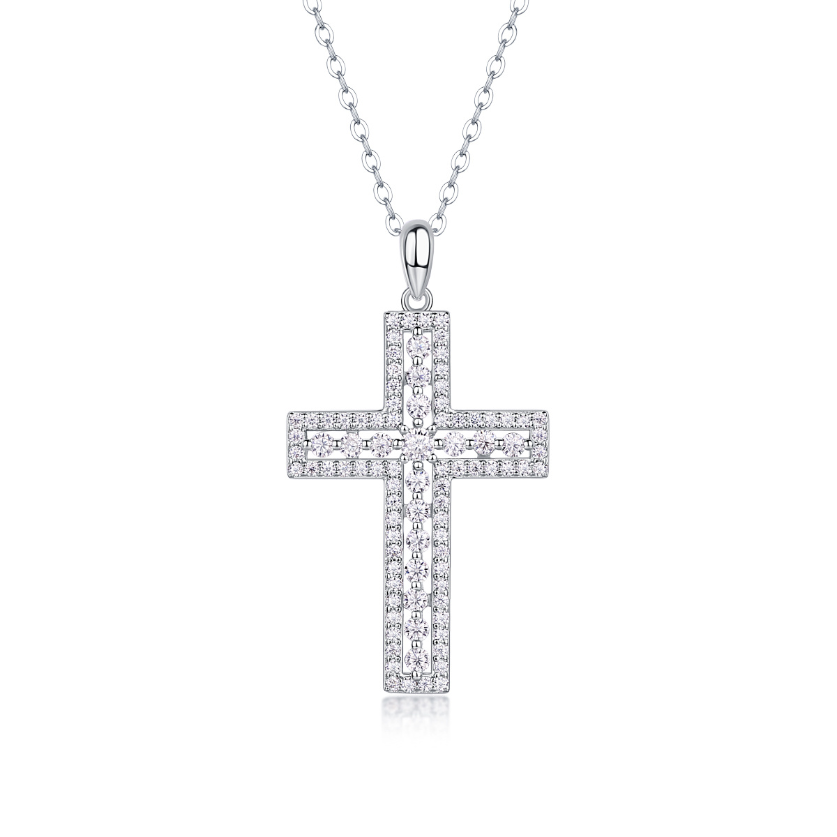 A Luxurious And Fashionable Minimalist Jewelry Pendant Necklace Featuring Top-quality Moissanite, Made Of S925 Silver Electroplated With Platinum.