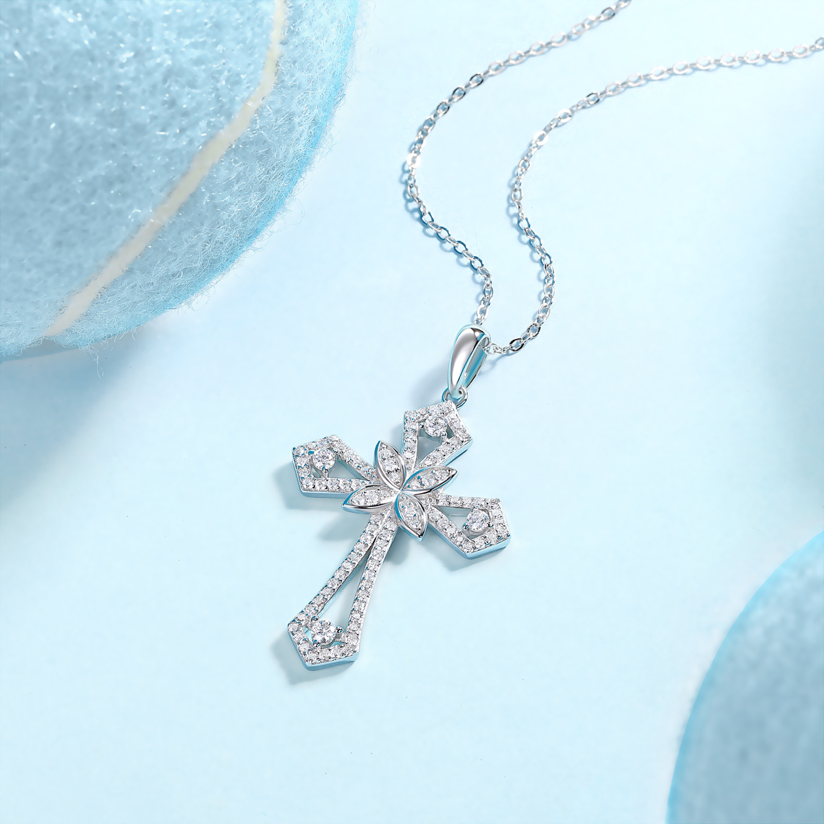 Support - A Luxurious And Fashionable Minimalist Jewelry Pendant Featuring Top-quality Moissanite Set In A Silver Necklace With S925 Silver Electroplated Over Platinum.