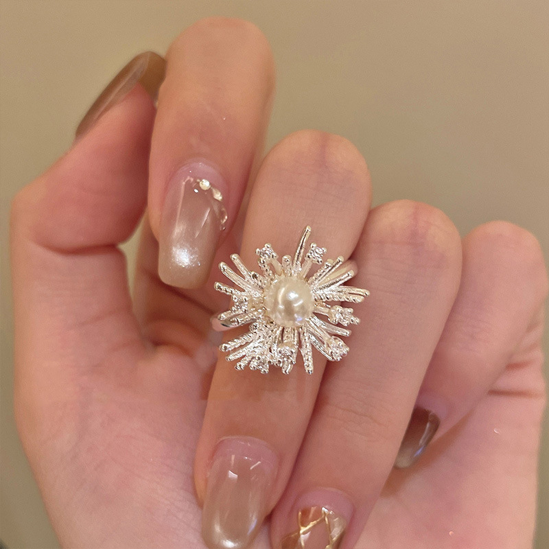 Pearl Firework New Niche Open-End Ring For Women