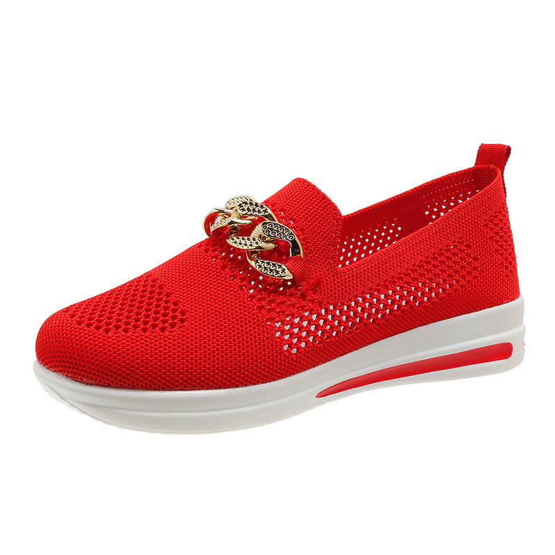 Breathable Hollowed-Out Upper Metal Chain Wedge Casual Shoes 43
