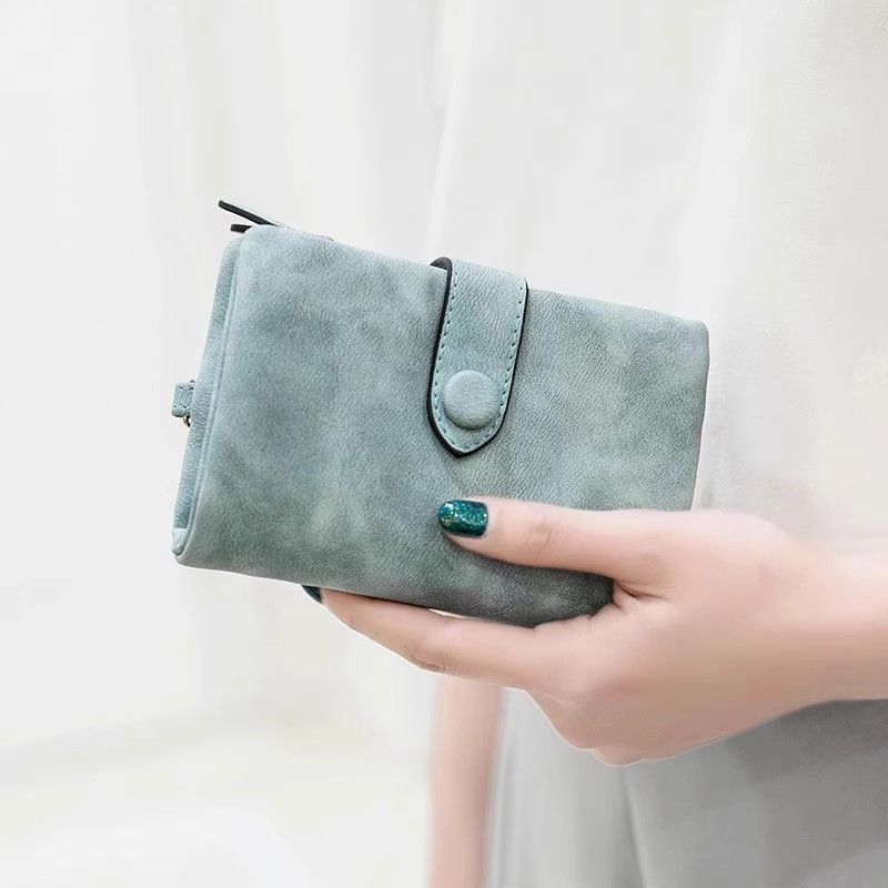 Matte Finish Women's Short Trifold Wallet, Cute Minimalist Style, Multi Card Holder Ladies Purse