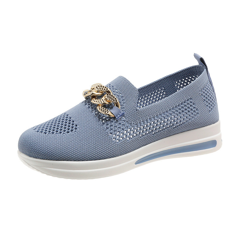 Breathable Hollowed-Out Upper Metal Chain Wedge Casual Shoes 43