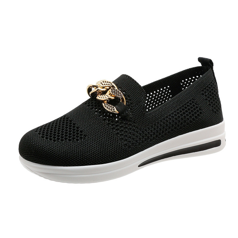 Breathable Hollowed-Out Upper Metal Chain Wedge Casual Shoes 43