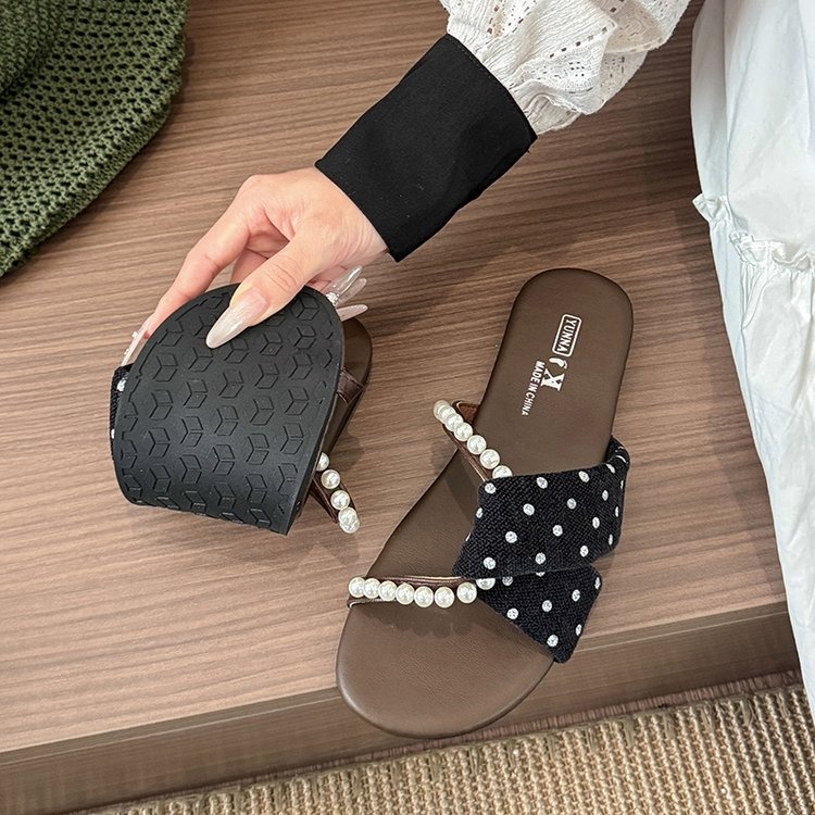 2026 New Arrival Luxury Flat Slippers For Women, Fairy Style One-Strap Slide Sandals, Dress Matching Beach Casual Summer Slides