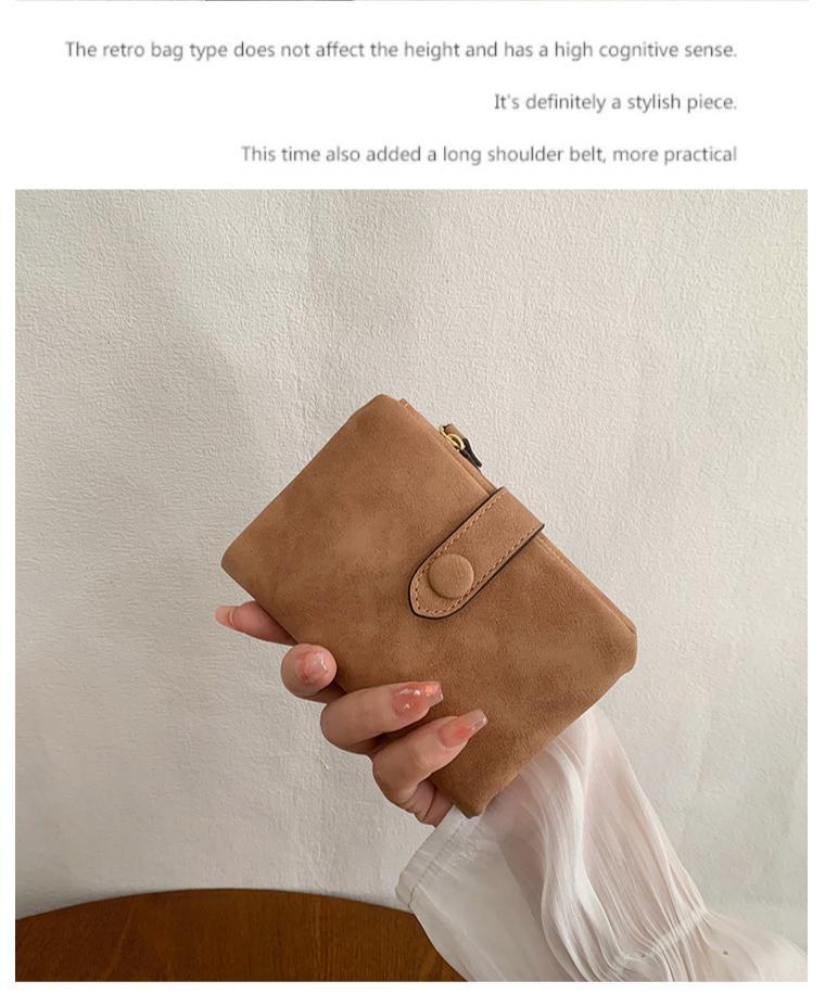 Matte Finish Women's Short Trifold Wallet, Cute Minimalist Style, Multi Card Holder Ladies Purse