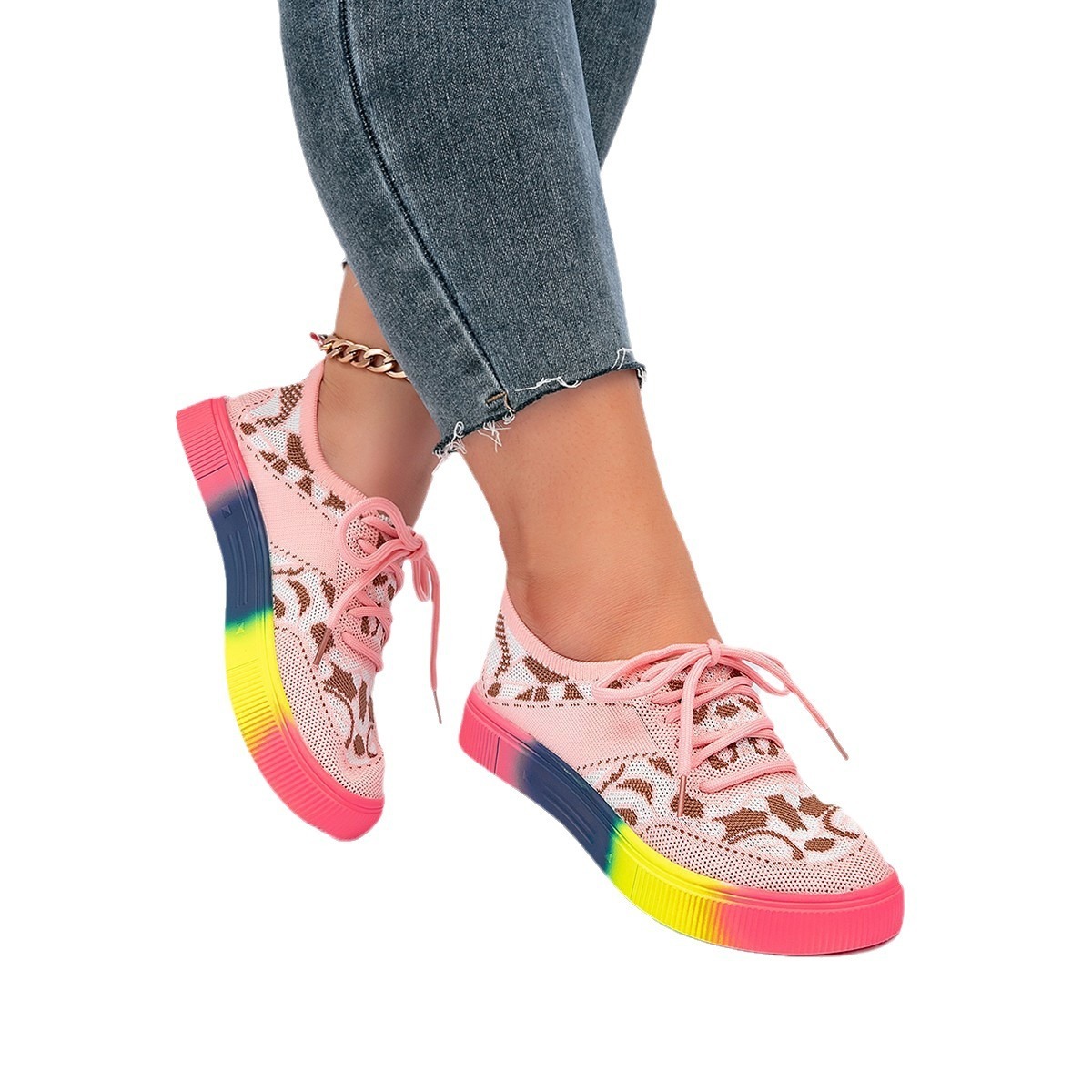 Plus-size Breathable Lace-up Chunky-soled Shoes