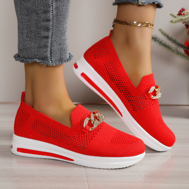 Breathable Hollowed-Out Upper Metal Chain Wedge Casual Shoes 43