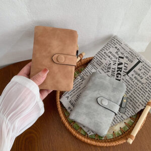 Matte Finish Women’s Short Trifold Wallet, Cute Minimalist Style, Multi Card Holder Ladies Purse