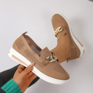 Breathable Hollowed-Out Upper Metal Chain Wedge Casual Shoes 43