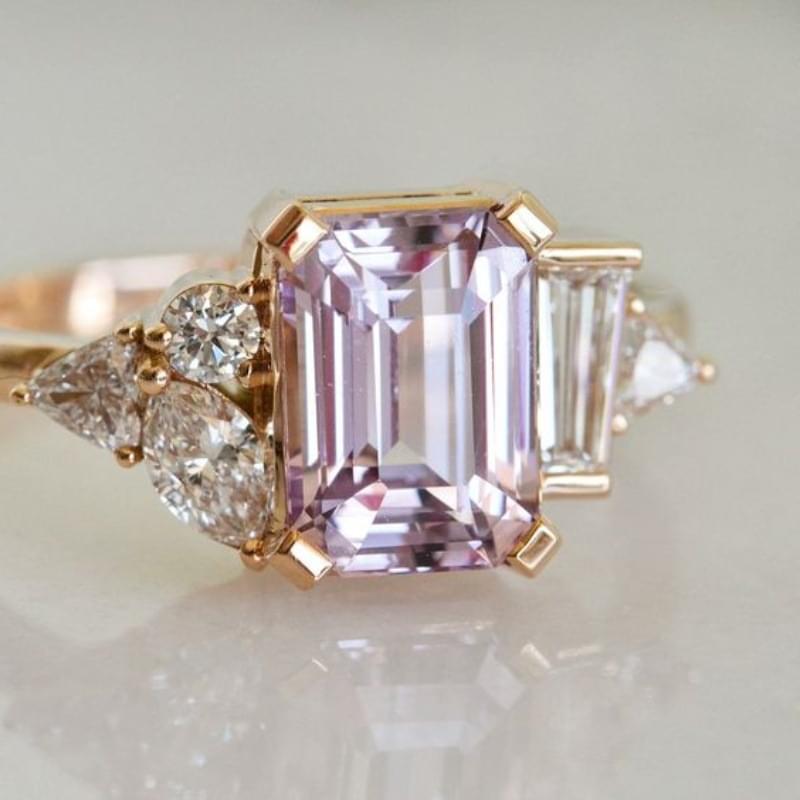 New Diamond Two Tone Square Princess Ring